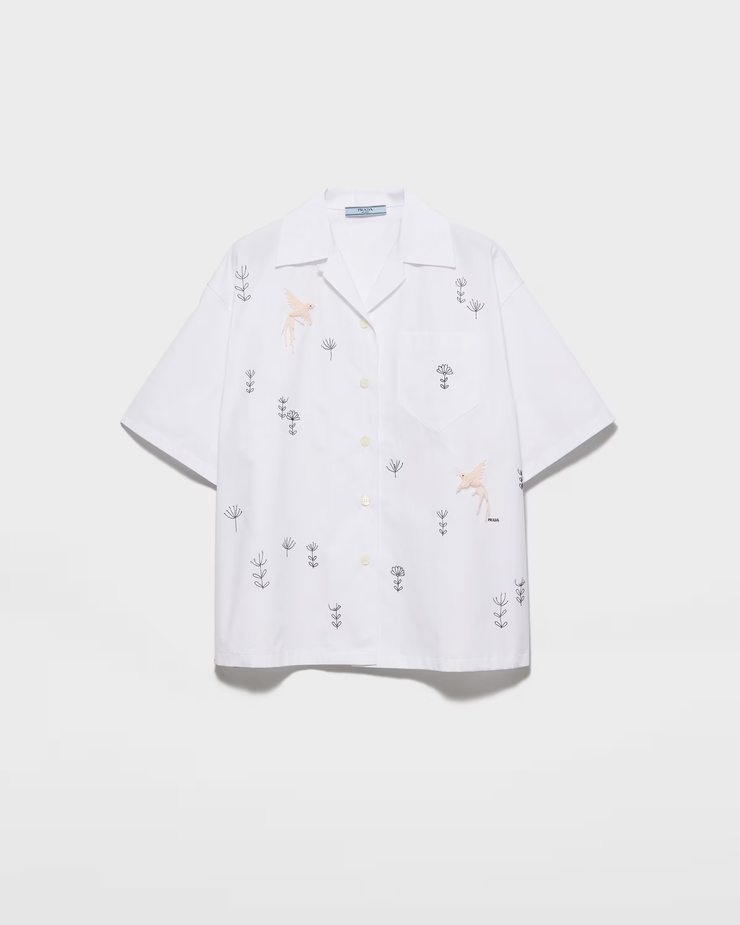 Embroidered poplin shirt
